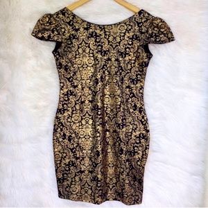 BooHoo Gold and Purple Bodycon Dress